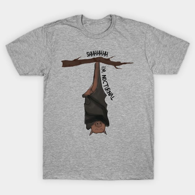 Sleepy, Nocturnal Bat T-Shirt by ahadden